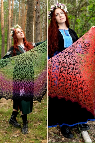 Chusty na szydełko Brzezina i Stado autorstwa Forest of Needles - pakiet