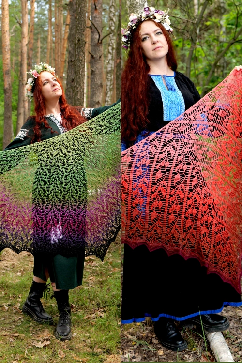 Chusty na szydełko Brzezina i Stado autorstwa Forest of Needles - pakiet